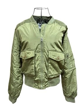 Reserve Fairfax Large Cropped Quilted Bomber Jacket - Olive Green